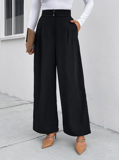 Chic Women Wide Leg Pants – High Rise Elastic