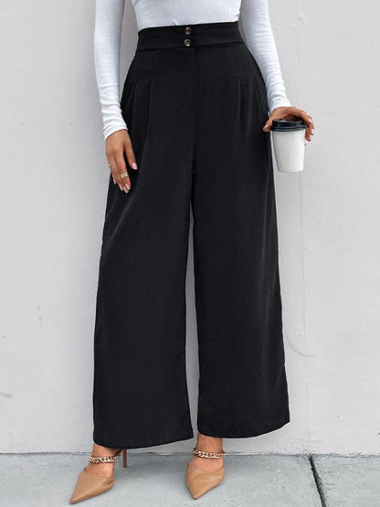 Chic Women Wide Leg Pants – High Rise Elastic