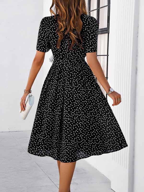 Elegant Polka Dot Print Strappy Dress