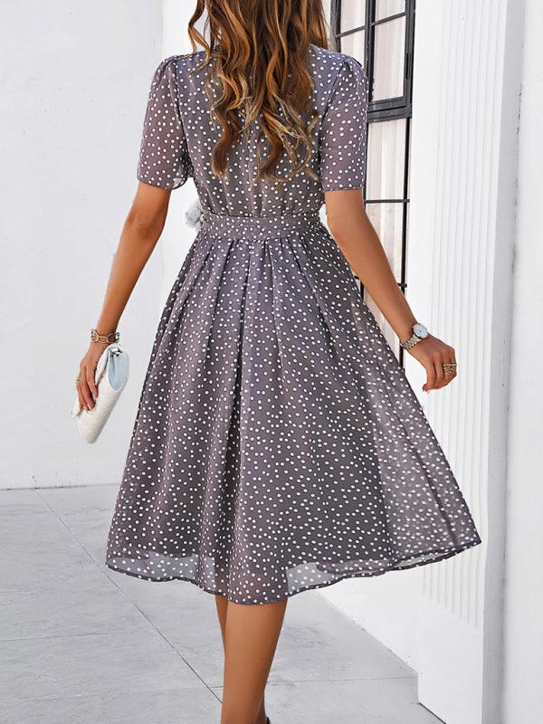 Elegant Polka Dot Print Strappy Dress