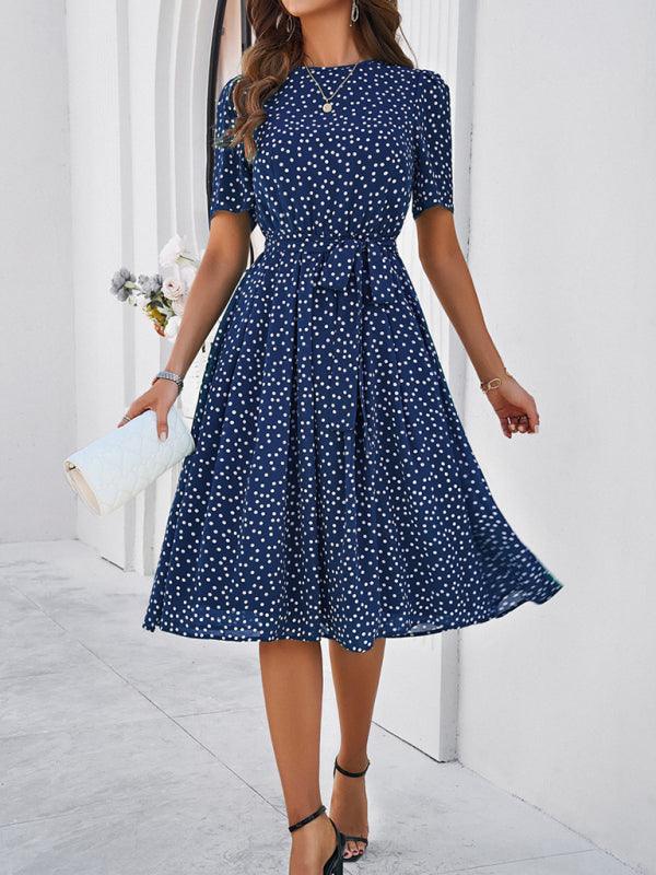 Elegant Polka Dot Print Strappy Dress