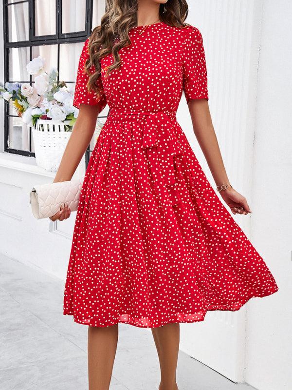 Elegant Polka Dot Print Strappy Dress