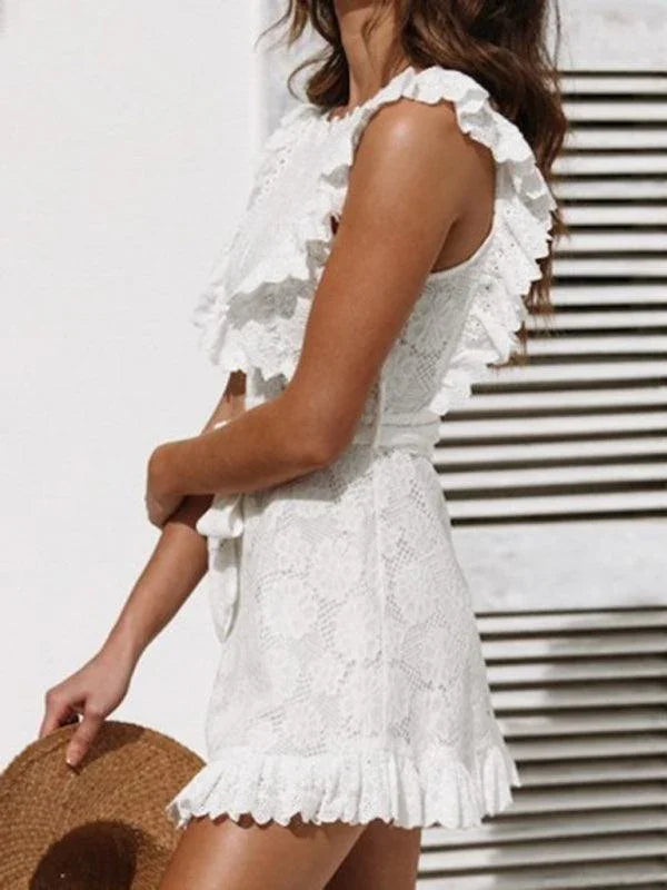 Women's Embroidered Lace Fungus Dress -Guocali