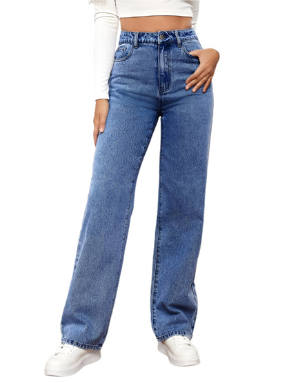 Casual Women Jeans – High-Waist Flat Front