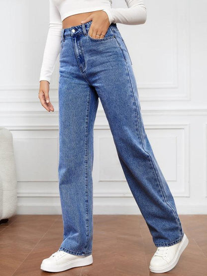 Casual Women Jeans – High-Waist Flat Front