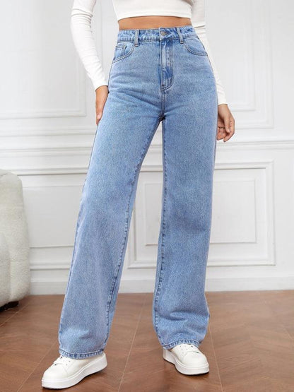 Casual Women Jeans – High-Waist Flat Front