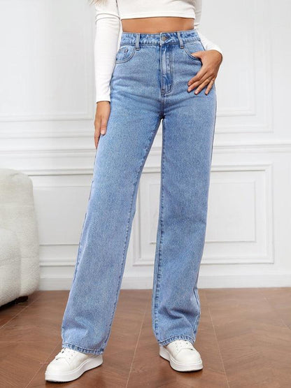 Casual Women Jeans – High-Waist Flat Front