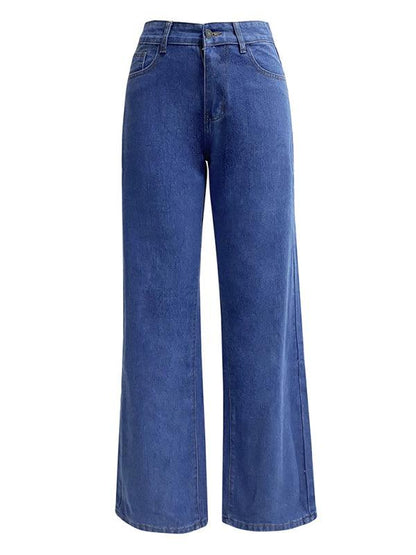 Women's High Waist Washed Straight Leg Jeans - Straight Leg Jeans - Guocali