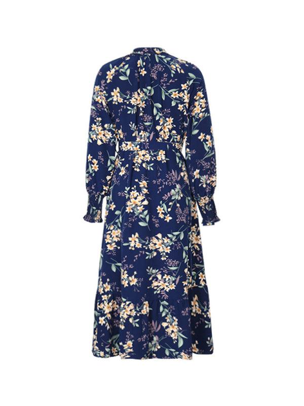 Women's Long Sleeve Floral Dress - Floral Dress - Guocali