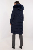 Women's Quilted Jacket, Down Jacket, Puffer Jacket - Hooded Elegant, Chic, Casual - Black