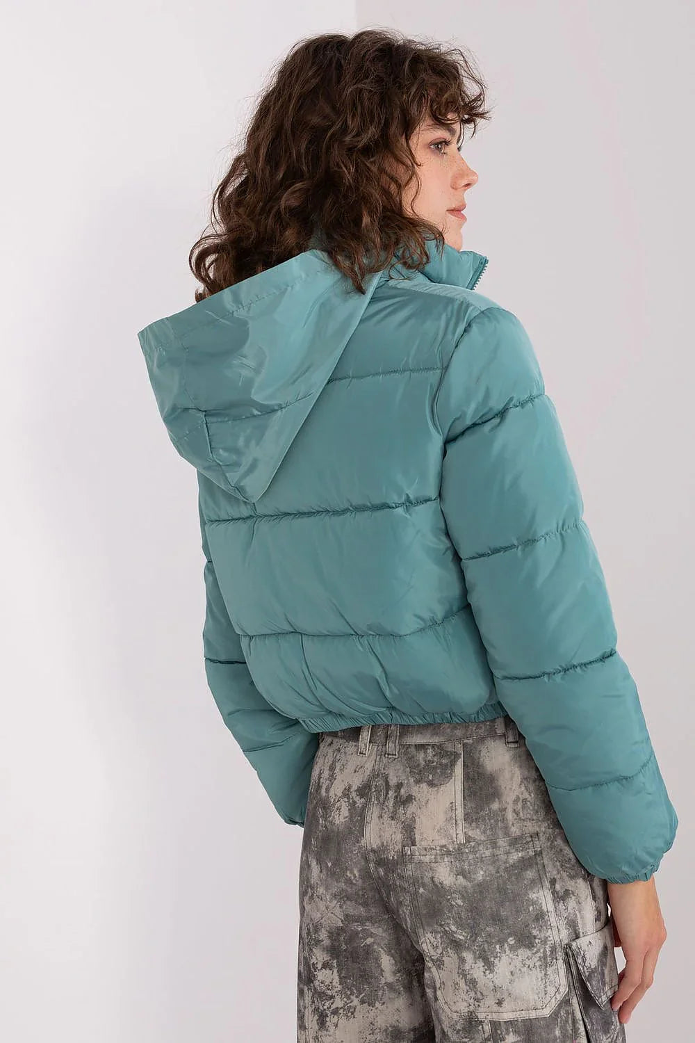 Women's Quilted Jacket, Puffer Jacket - Hooded Casual, Minimalist - Blue