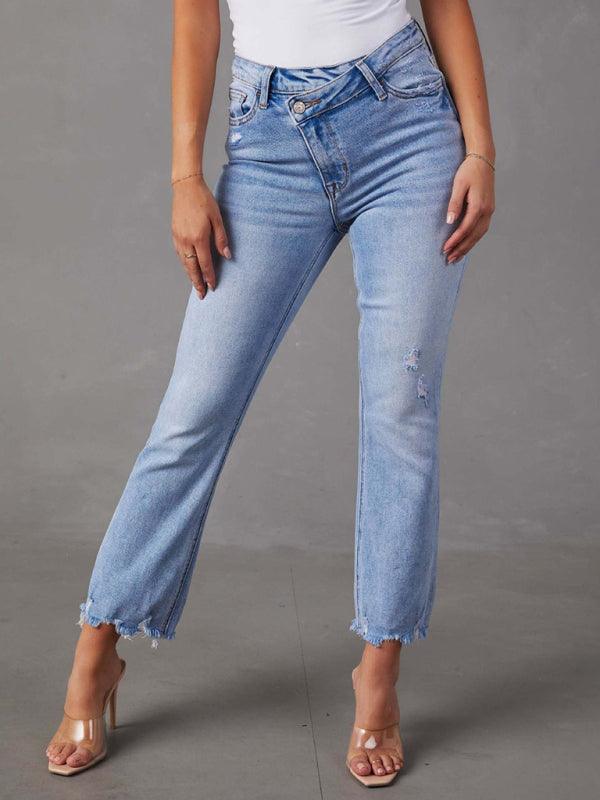 Women's Ripped Jeans: Simple & Casual - Ripped Jeans - Guocali