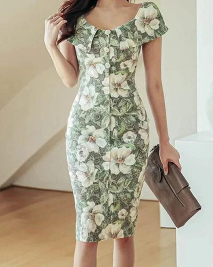 Women’s Ruffle Printed Summer Dress -Guocali