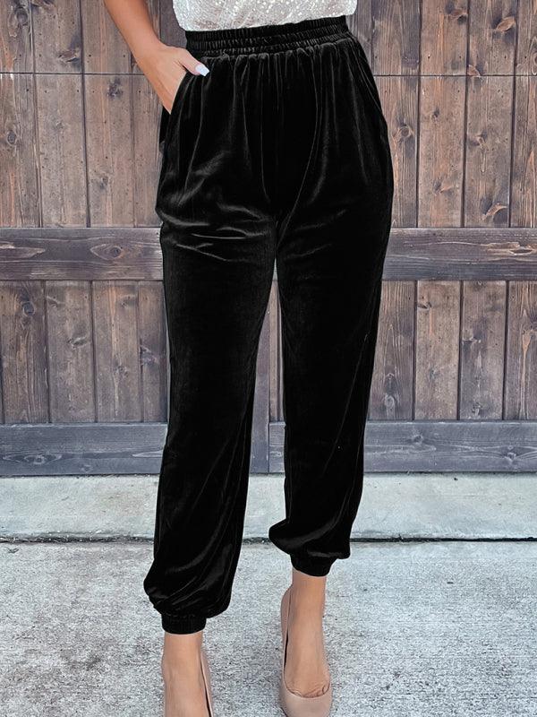 Women's Solid Elastic Casual Pants - Casual Pants - Guocali