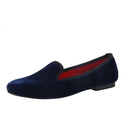 Women's Velvet Loafers Red Insoles - Loafer Shoes - Guocali