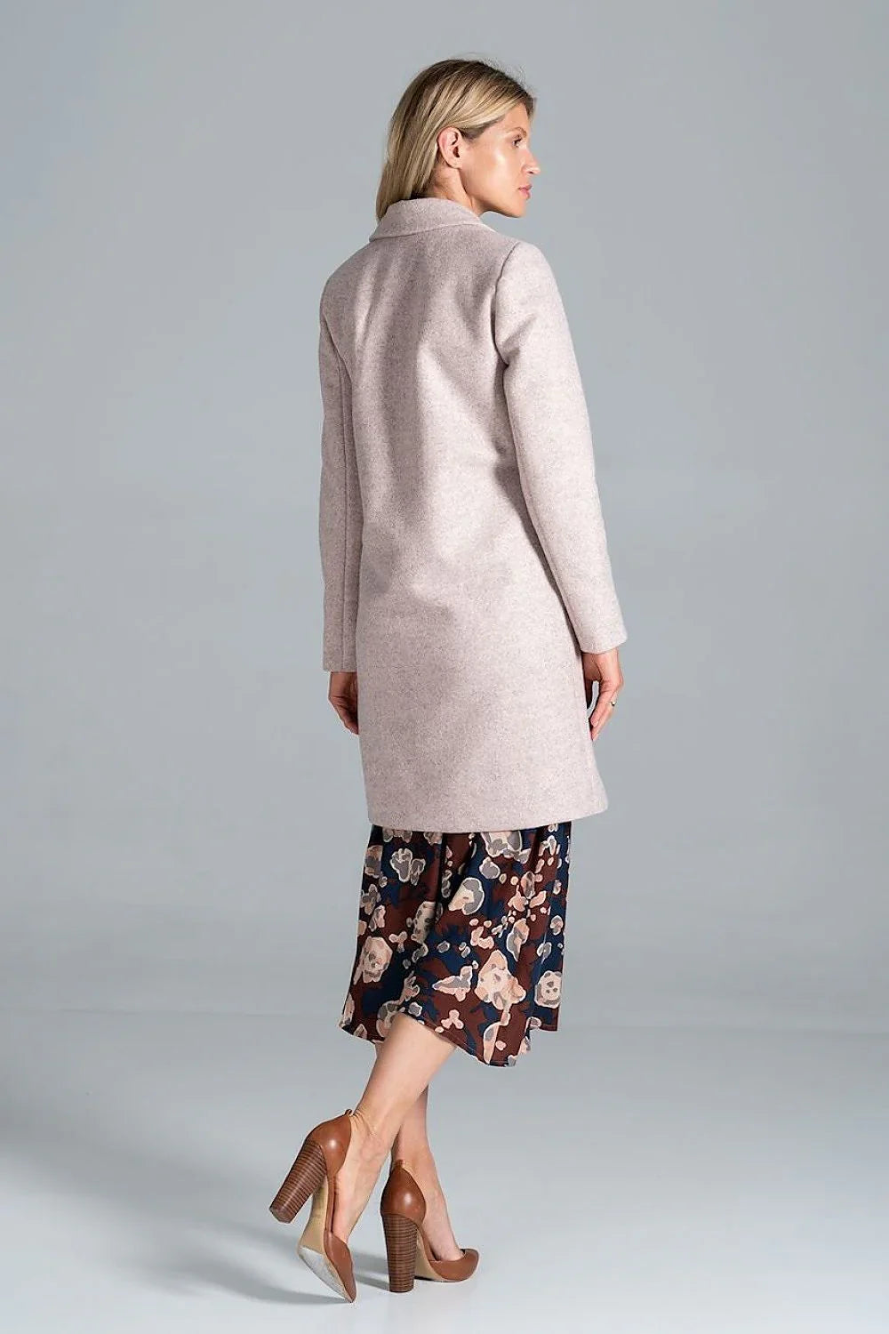 Women's Wool Coat, Wrap Coat - With Pockets Chic, Elegant, Professional, Grey