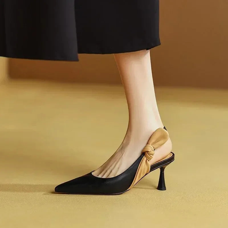 Women Sandals - Kitten Heels - Leather