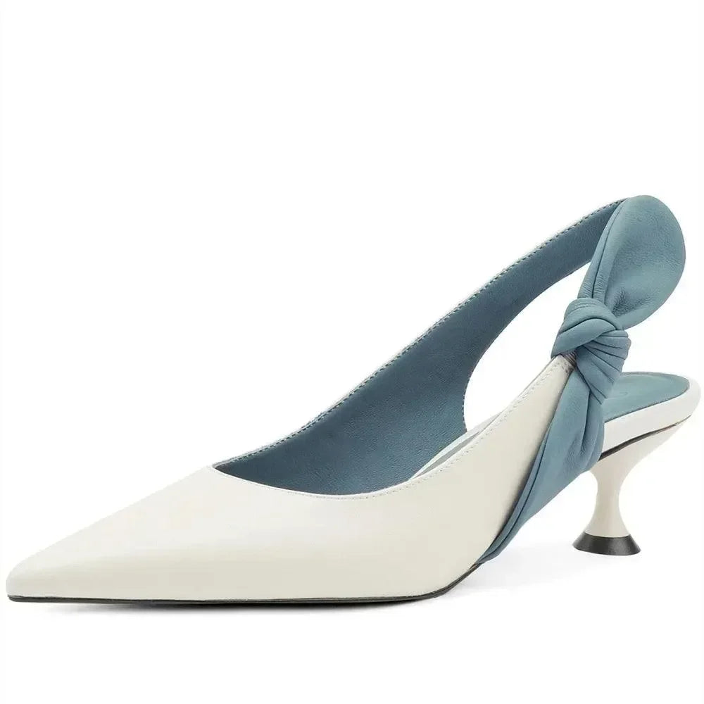 Women Sandals - Kitten Heels - Leather