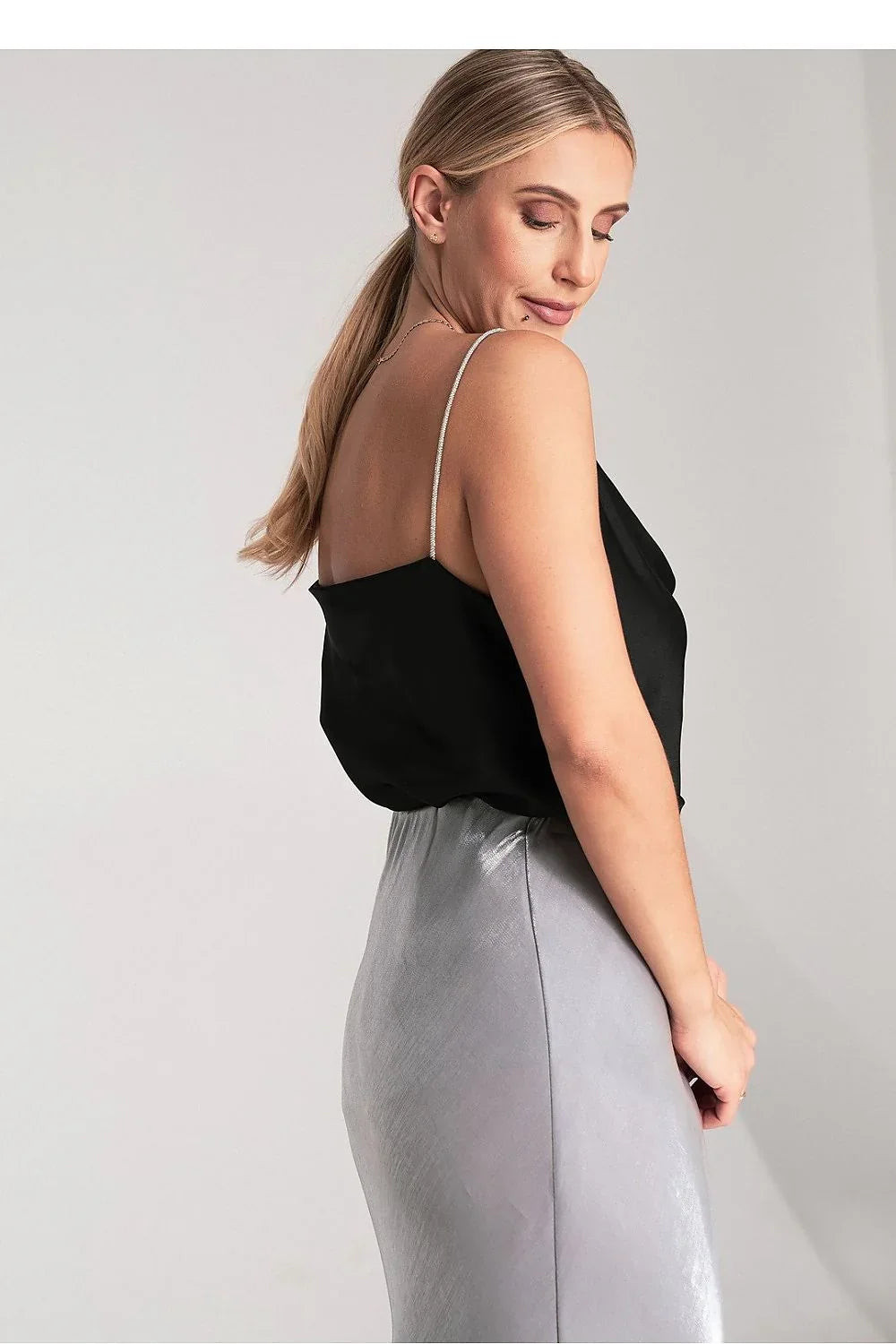 Women Satin Top – Cowl-Neck Camisole Top -Guocali