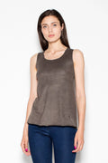 Women Sleeveless Top – Round-Neck Top -Guocali