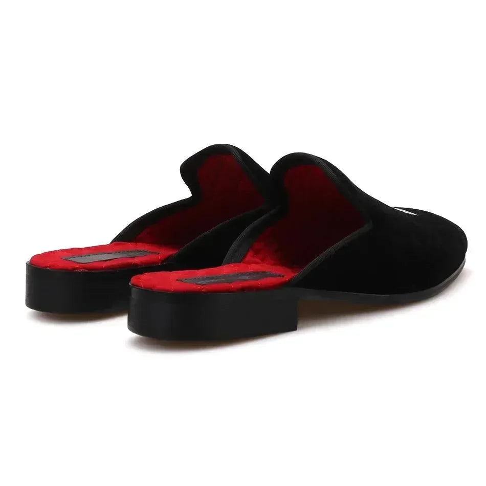Women Slippers - Square Slippers - Velvet