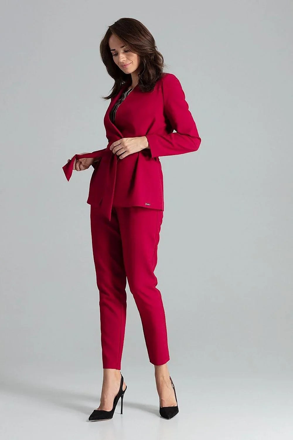 Women Suit Jacket - Lightweight - Tie Wrap Belted