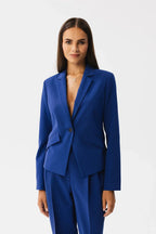 Women Suit Jacket - Stretchable - 1-Button Blazer - Blue