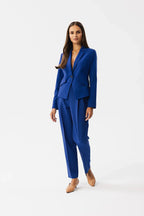 Women Suit Jacket - Stretchable - 1-Button Blazer - Blue