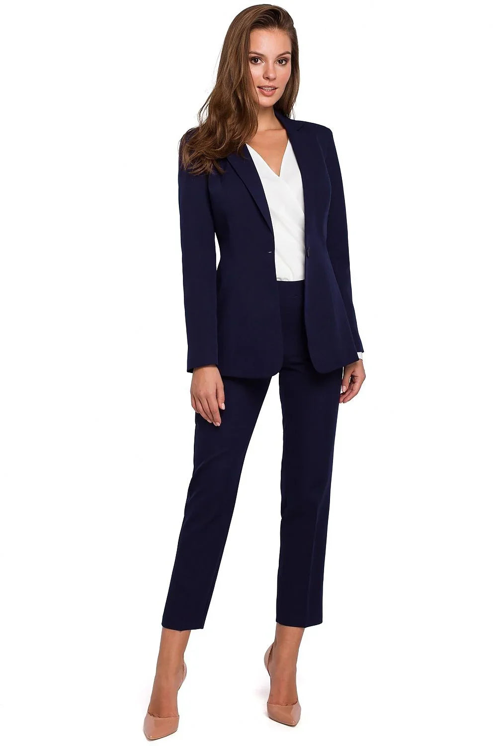 Women Suit Jacket - Stretchable - 1-Button Blazer - Navy, Blue
