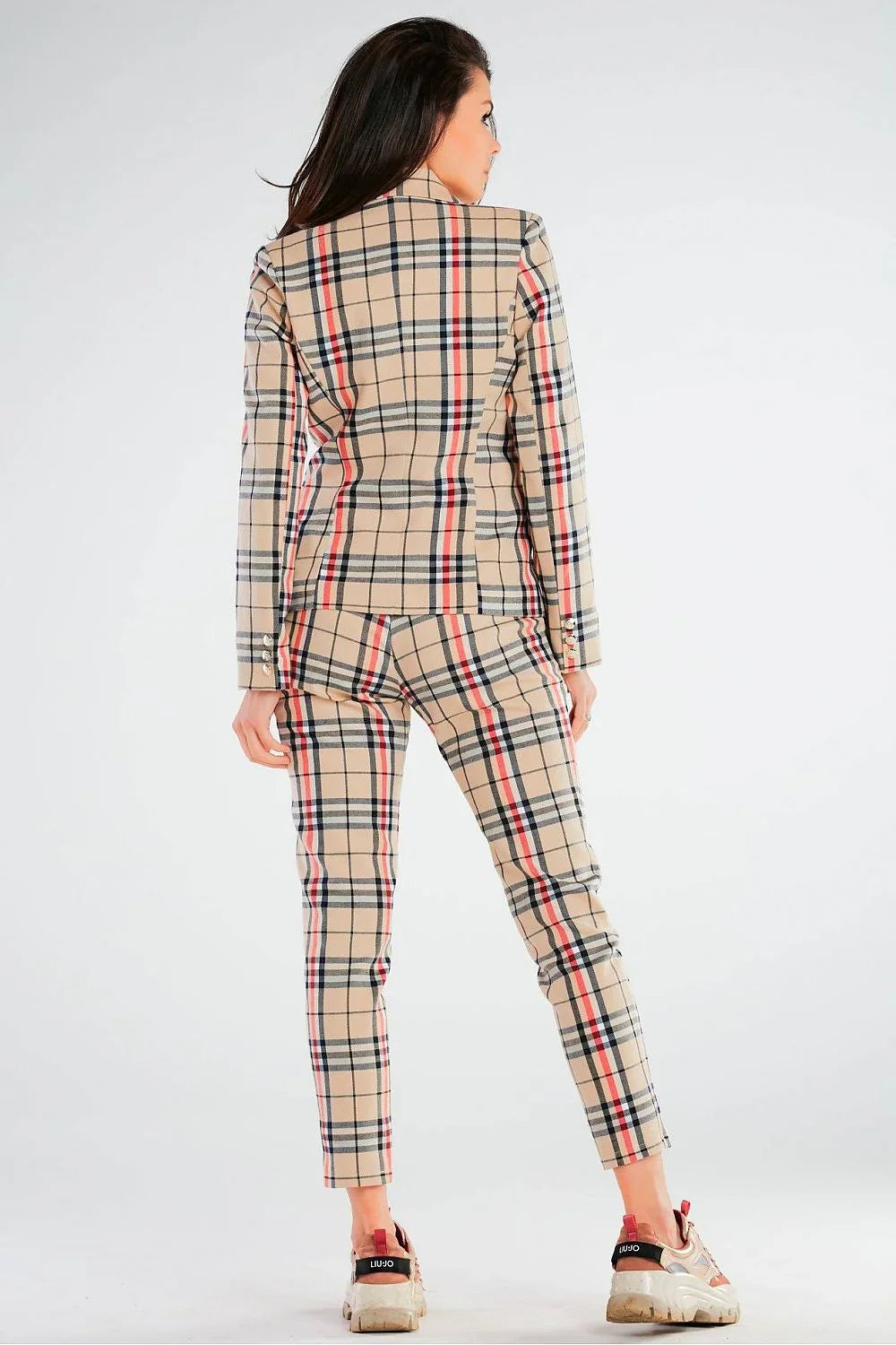 Women Suit Jacket - Stretchable - Double-Breasted, Black, Red