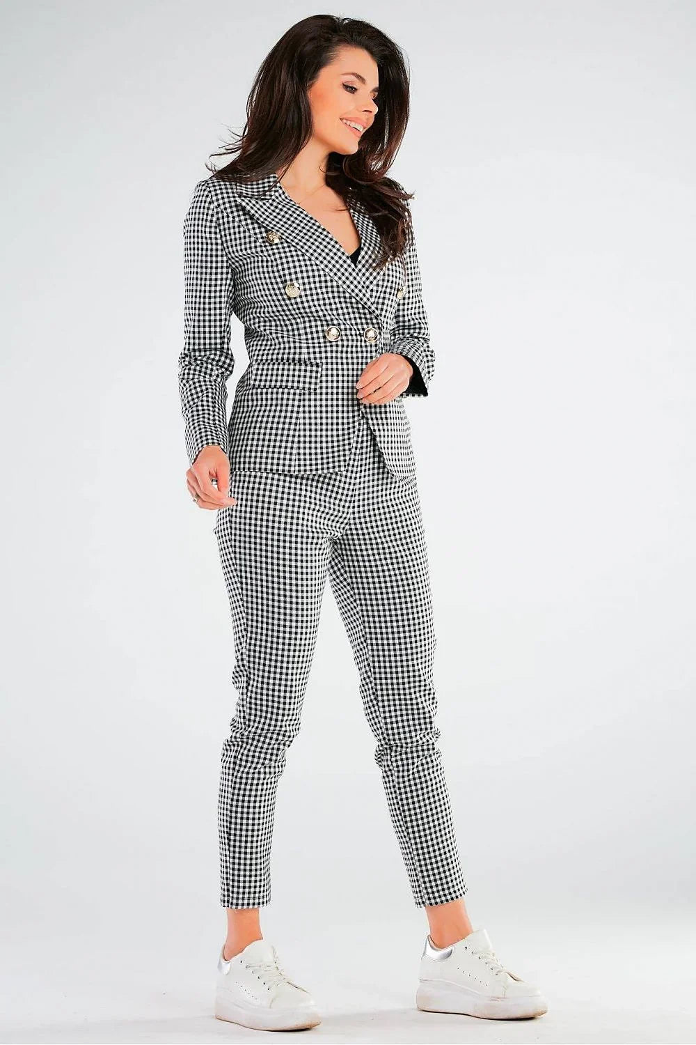 Women Suit Jacket - Stretchable - Double-Breasted - Black, White