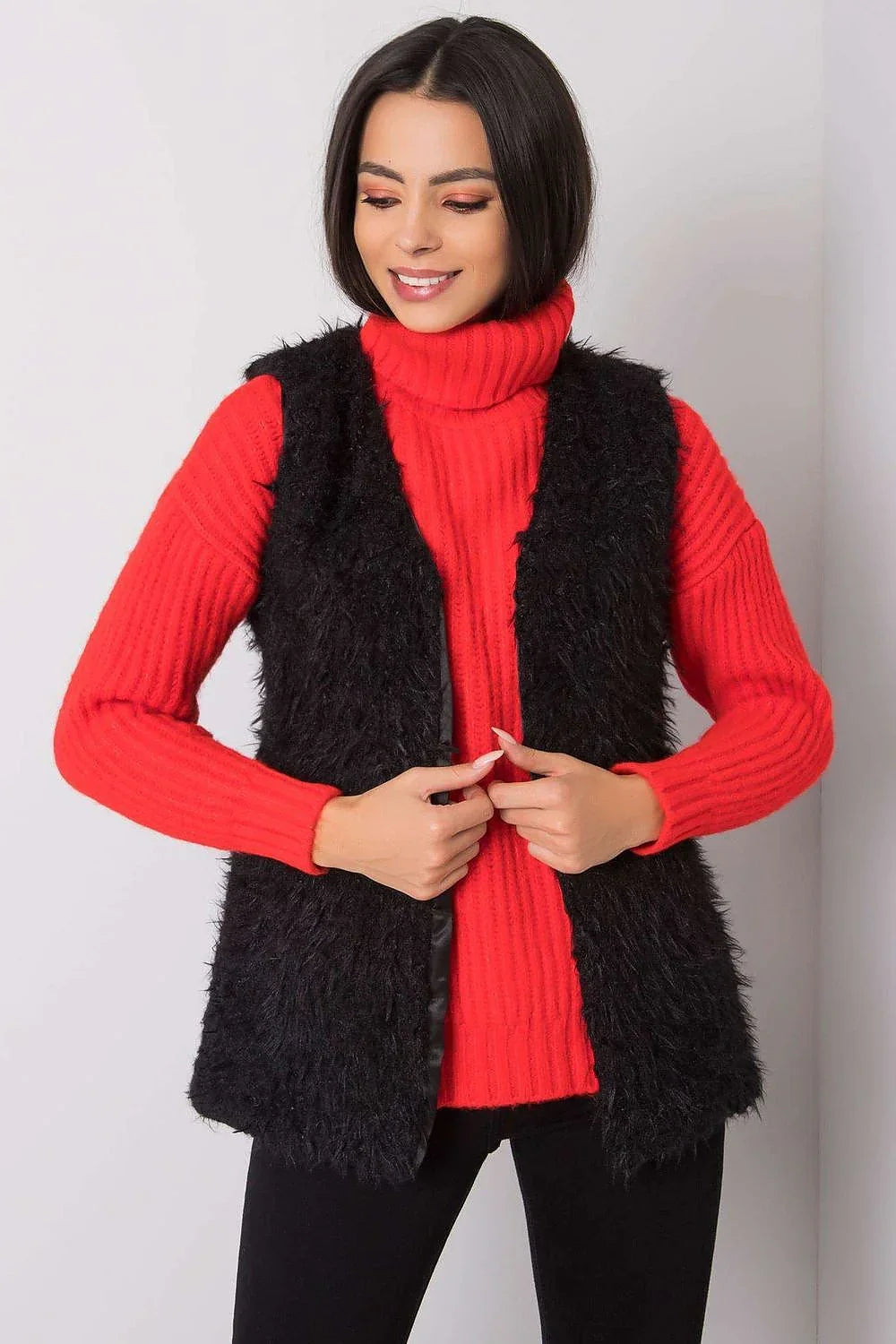 Women Suit Vest - Lightweight - Sleeveless Black -Guocali