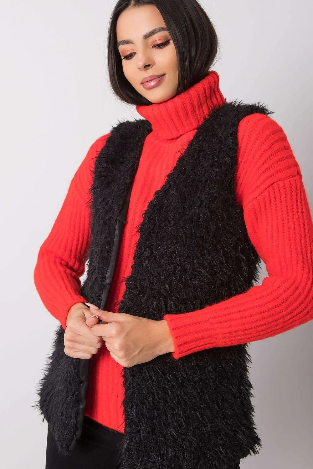 Women Suit Vest - Lightweight - Sleeveless Black -Guocali