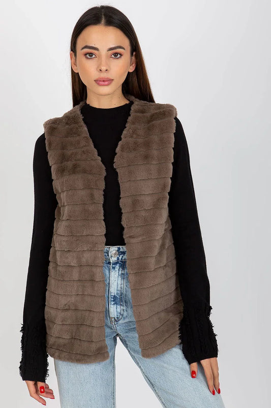 Women Suit Vest - Lightweight - Sleeveless Brown -Guocali