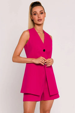 Women Suit Vest - Stretchable - Sleeveless Pink - Guocali