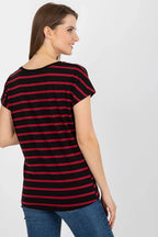 Women V-Neck Short-Sleeves T-Shirt – Stretchable, Red
