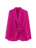 Women's Blazer - Belted Wrap Solid - Slim Fit Hip-Length – Suit Jacket | GUOCALI
