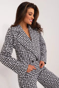 Women's Blazer - Double-Breasted Geometric - Regular Fit Hip-Length - Black – Suit Jacket | GUOCALI