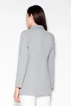 Women's Blazer - Double-Breasted Solid Lace - Slim Fit Hip-Length - Gray – Blazer | GUOCALI – view 3