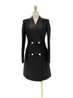 Women's Blazer - Double-Breasted Solid Satin - Slim Fit Thigh-Length - Black – Blazer | GUOCALI