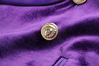 Women's Blazer - Double-Breasted Solid Velvet - Slim Fit Thigh-Length – Blazer | GUOCALI – view 12