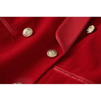 Women's Blazer - Double-Breasted Solid Velvet - Slim Fit Thigh-Length – Blazer | GUOCALI – view 4