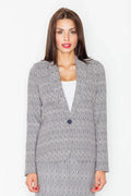 Women's Blazer - One-Button Geometric Modal - Regular Fit Hip-Length - Grey | Figl – Blazer | GUOCALI