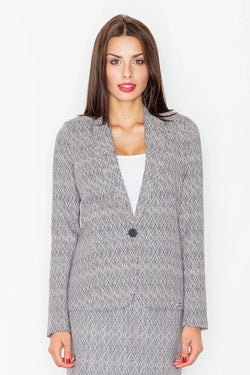 Women's Blazer - One-Button Geometric Modal - Regular Fit Hip-Length - Grey | Figl – Blazer | GUOCALI