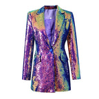 Women's Blazer - One-Button Sequin Cotton - Regular Fit Hip-Length - Dark Purple – Blazer | GUOCALI