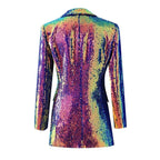 Women's Blazer - One-Button Sequin Cotton - Regular Fit Hip-Length - Dark Purple – Blazer | GUOCALI – view 2