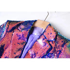 Women's Blazer - One-Button Sequin Cotton - Regular Fit Hip-Length - Dark Purple – Blazer | GUOCALI – view 4