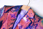 Women's Blazer - One-Button Sequin Cotton - Regular Fit Hip-Length - Dark Purple – Blazer | GUOCALI – view 6