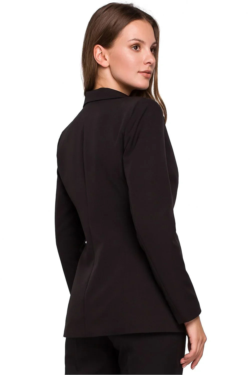 Women's Blazer - One-Button Solid Lace - Slim Fit Hip-Length - Black – Suit Jacket | GUOCALI – view 3