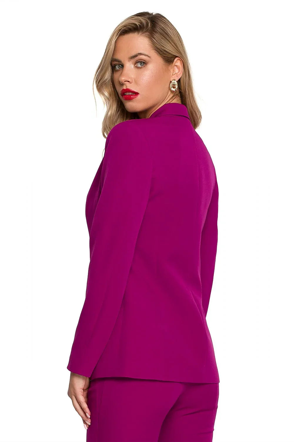 Women's Blazer - One-Button Solid Modal - Regular Fit Hip-Length - Violet – Blazer | GUOCALI – view 3